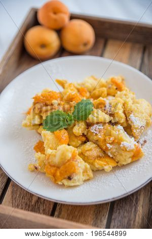 Home made Traditional austrian kaiserschmarrn with apricots