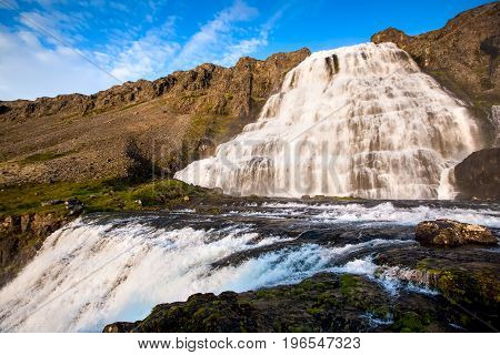 Big Dynjandi Waterfall In Iceland