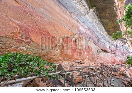 Pre-historical cave paintings over 3000 years at Pha Tam National Park Ubon Ratchathani Thailand