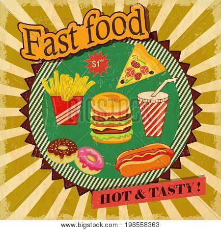 The fast food retro poster hot & tasty