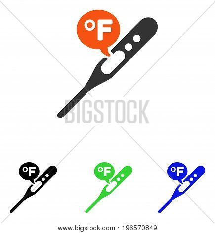 Fahrenheit Temperature vector pictogram. Illustration style is a flat iconic colored symbol with different color versions.