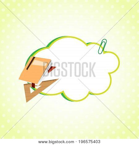 Cloud Sticker Decorated With School Supplies Icon Flat Vector Illustration