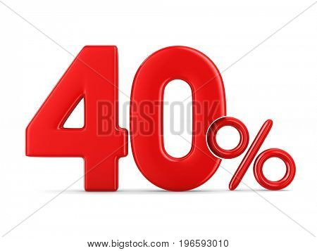 Fourty percent on white background. Isolated 3D illustration