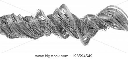 3d illustration of twisting metal wires. isolated on white.