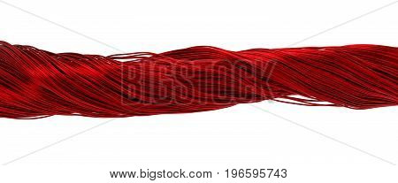 3d illustration of twisting metal wires. isolated on white.