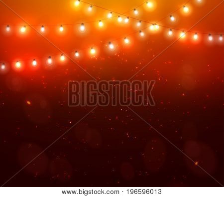 Colourful Glowing Red Christmas Lights. Vector illustration