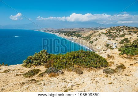 Kommos, Beautiful Sandy Beach Near Matala And Kalamaki, Crete, Greece