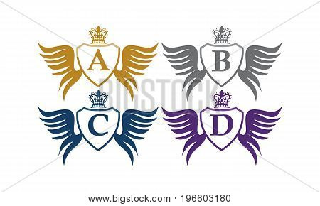 This image describe about Shield Wing Crown Initial A B C D