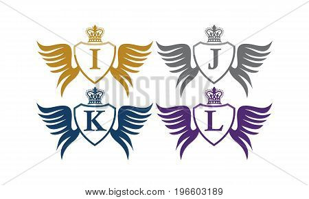 This image describe about Shield Wing Crown Initial I J K L