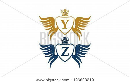 This image describe about Shield Wing Crown Initial Y Z