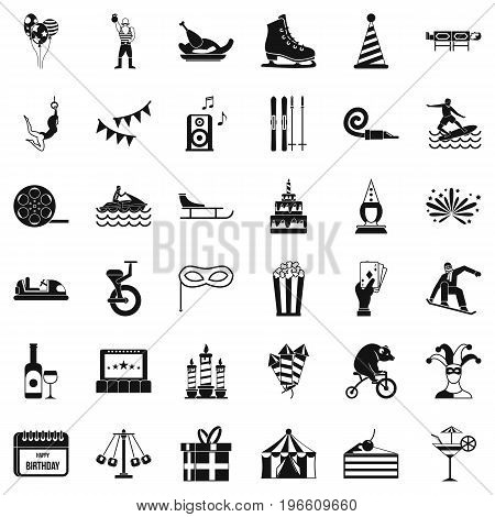 Amusement icons set. Simple style of 36 amusement vector icons for web isolated on white background