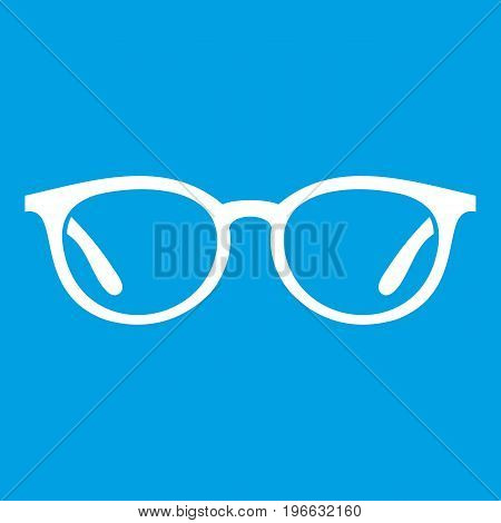 Glasses icon white isolated on blue background vector illustration