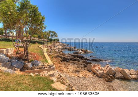 POREC CROATIA - JULY 14: The sea in the Saint Nicholas island on July 14 2017