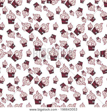 Cake with bow pattern seamless pattern in retro style