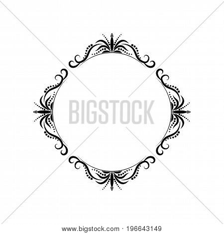 Classic black vintage round contour frame. Vector element