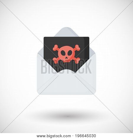 Hacking sign vector flat icon Flat design of envelope with skull with round shadow isolated on the white background cute vector illustration with reflections
