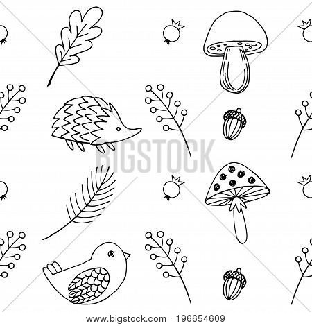 Forest animals vector seamless pattern. Forest  background