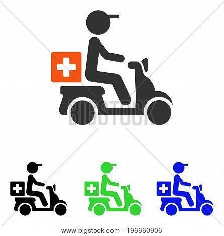 Drugs Motorbike Delivery vector icon. Illustration style is a flat iconic colored symbol with different color versions.