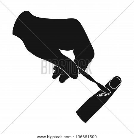 Cut the finger with a surgical scalpel. Surgery single icon in black style vector symbol stock illustration .