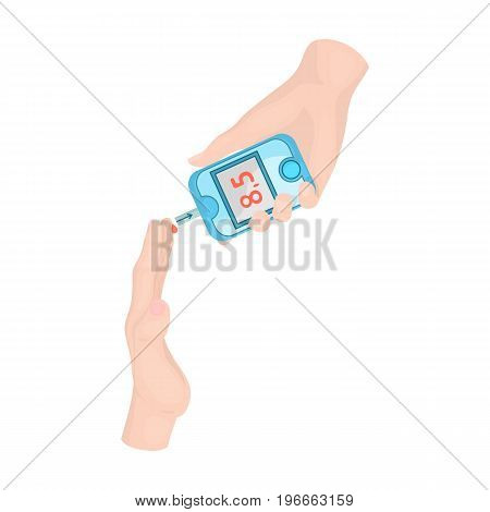 Measuring the level of sugar in the blood of a person with a Glucometer. Medicine single icon in cartoon style vector symbol stock illustration .