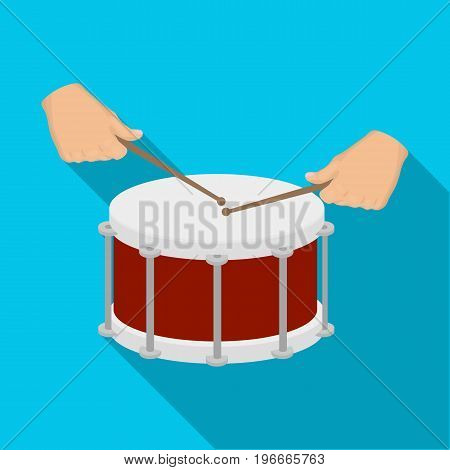 Drum, percussion musical instrument. Drum shot single icon in flat style vector symbol stock illustration .