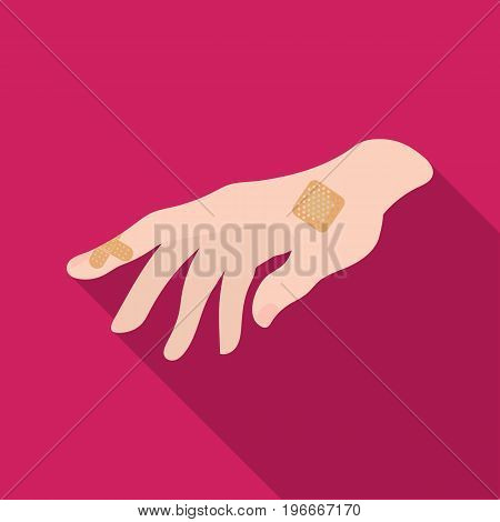 Bactericidal plaster on the arm. Medicine single icon in flat style vector symbol stock illustration .