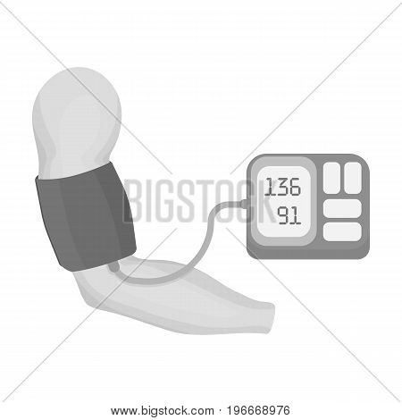 Measurement of blood pressure with a tonometer. Medicine single icon in monochrome style vector symbol stock illustration .