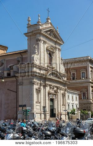ROME, ITALY - JUNE 22, 2017: Amazing view of Chiesa di Santa Maria della Vittoria in Rome, Italy