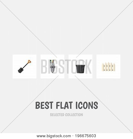 Flat Icon Dacha Set Of Spade, Pail, Pump And Other Vector Objects