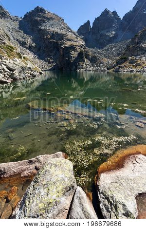 Amazing landscape of The Scary lake and Kupens peaks, Rila Mountain, Bulgaria