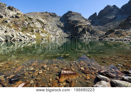 Amazing landscape of The Scary lake and Kupens peaks, Rila Mountain, Bulgaria