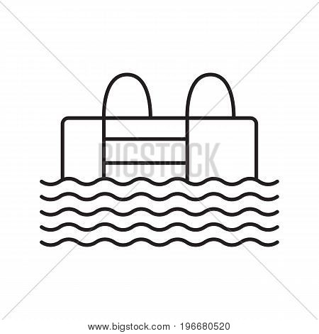 Swimming pool linear icon. Thin line illustration. Contour symbol. Vector isolated outline drawing