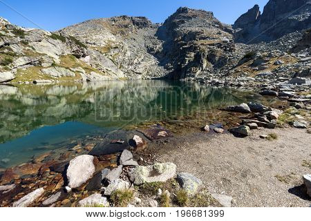 Amazing landscape of The Scary lake and Kupens peaks, Rila Mountain, Bulgaria