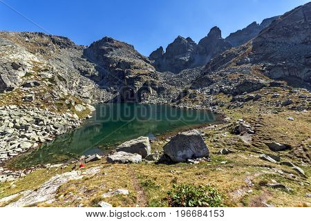 Amazing landscape of The Scary lake and Kupens peaks, Rila Mountain, Bulgaria