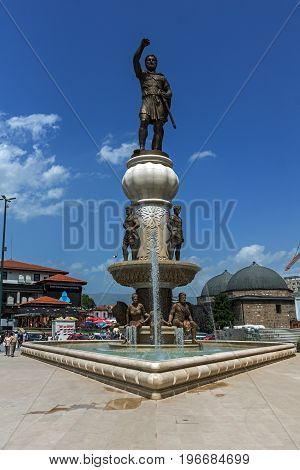 SKOPJE, REPUBLIC OF MACEDONIA - 13 MAY 2017: Philip II of Macedon Monument in Skopje, Republic of Macedonia