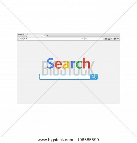 Browser window vector illustration. Browser or web browser in flat style with long shadow.
