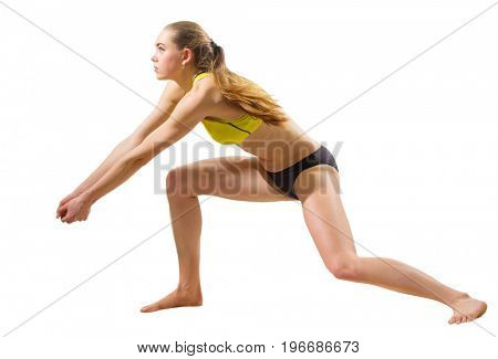 Young girl beach volleyball player (ver without ball)