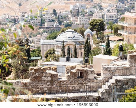Church of Saint Peter in Gallicantu. View from Zion Gate in the old tow in Jerusalem Israel