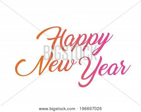 The colorful gradient isolated hand writing word HAPPY NEW YEAR on white blackground