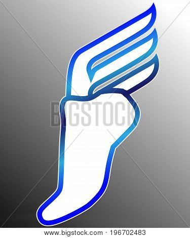 Icon feet with wings, vector art illustration concept of flight.
