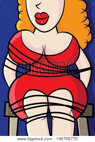 damsel in distress kidnap hostage victim cartoon vector illustration