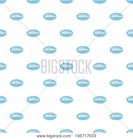 White yacht pattern seamless repeat in cartoon style vector illustration
