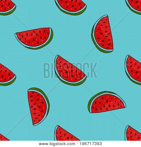 Watermelon seamless cute fruit pattern. Vector stock.