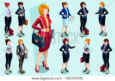 Isometric people person character icons vector woman