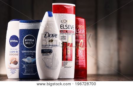 Composition With Containers Of Global Cosmetics Brands