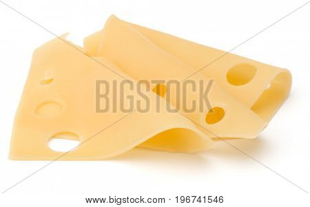 three Cheese slices isolated on white background