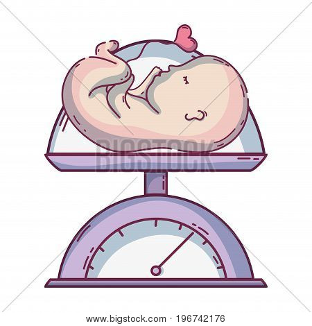 baby weight machine and medical process vector illustration