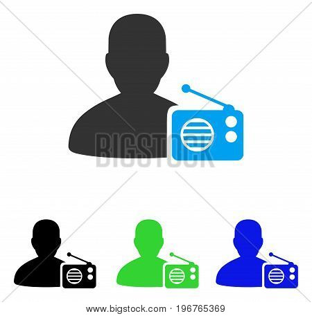 Radio Dictor vector pictogram. Style is flat graphic radio dictor symbol using some color variants.