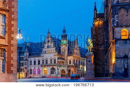 Old medieval market square in the historic part of the city. Bremen. Town Hall. Germany. Bavaria.