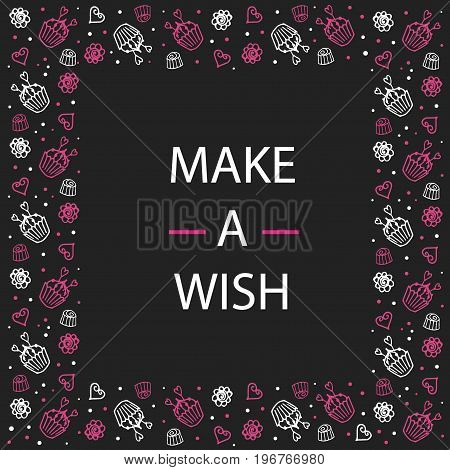 card make a wish card candy flowers and dots, Doodle